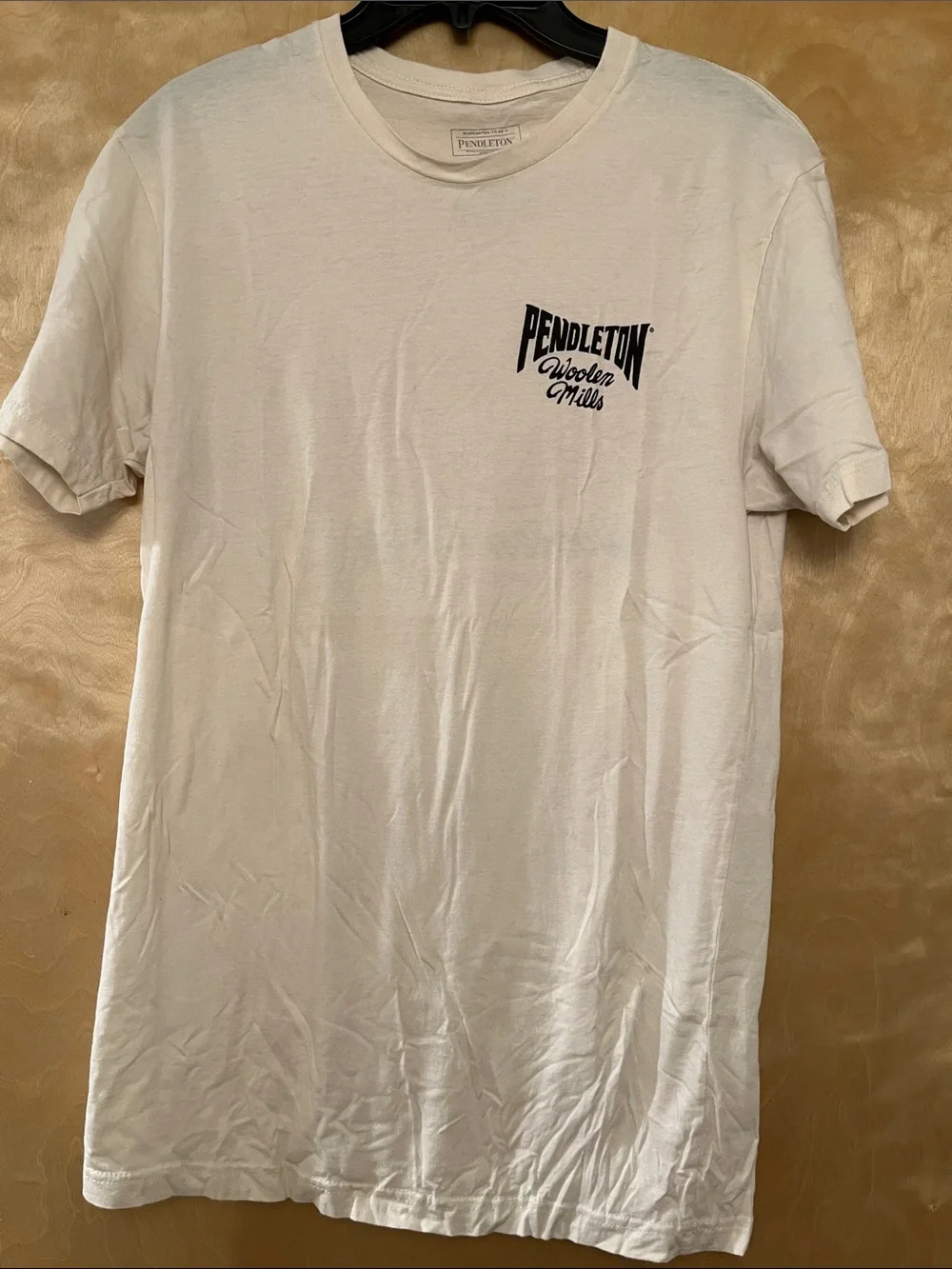 Pendleton Cream Short Sleeve Tee with Black Chest Logo